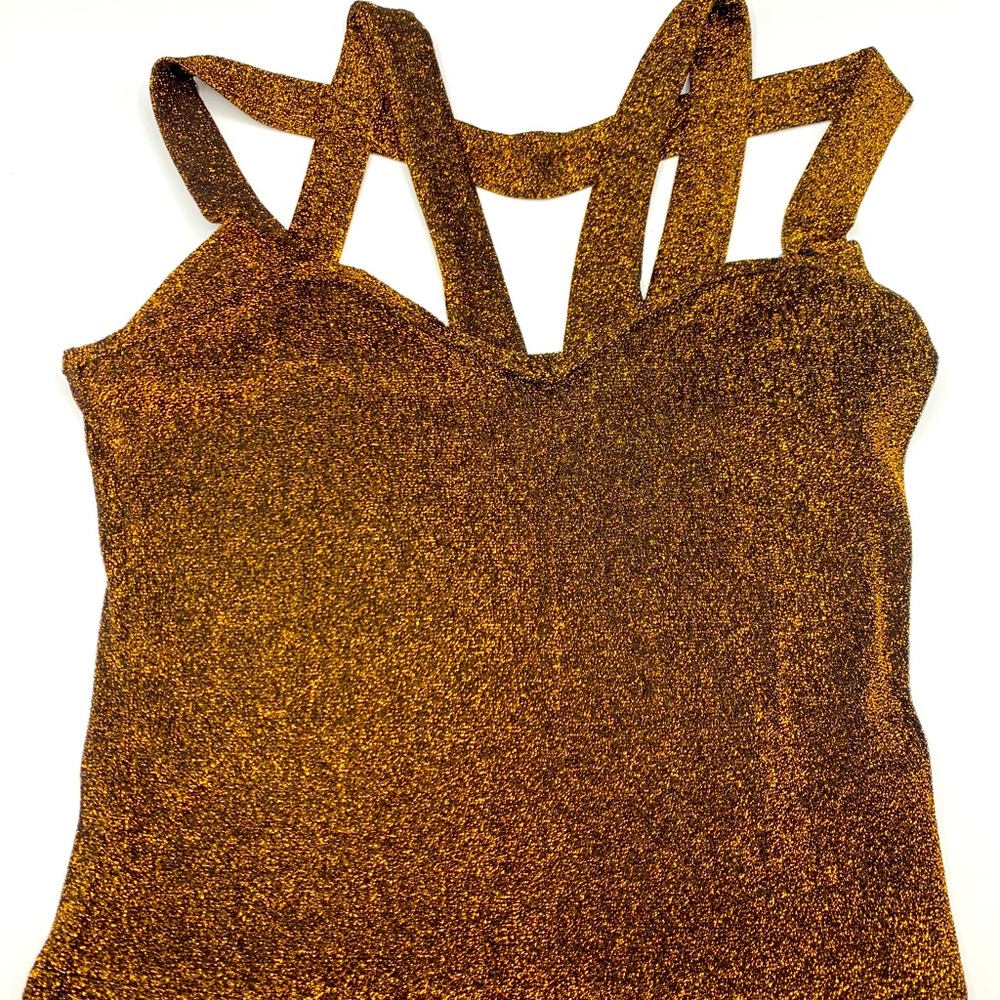SHEIN Criss Cross Glitter Halter Top